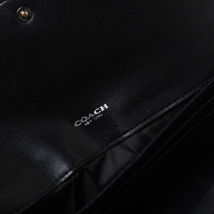 Pre Owned Coach Metallic Silver Patent Leather Continental Wallet