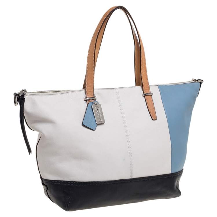 Pre Owned Coach Multicolor Leather Zipped Shopper Tote