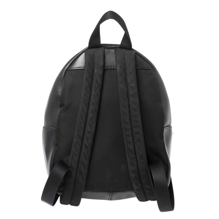 Pre Owned Coach Black/Brown Signature Coated Canvas and Leather Mini Charlie Backpack