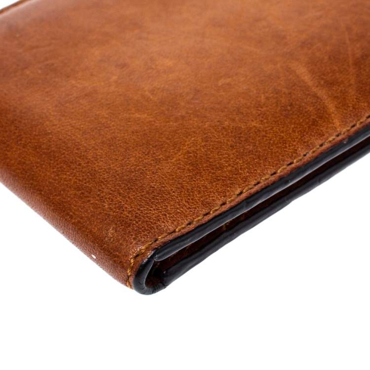 Pre Owned Coach Brown Leather Bifold Card Holder 