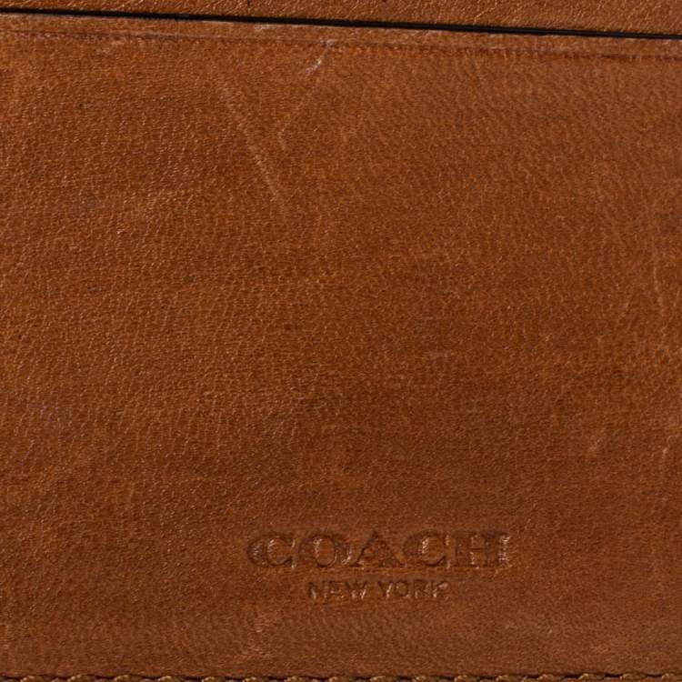 Pre Owned Coach Brown Leather Bifold Card Holder 