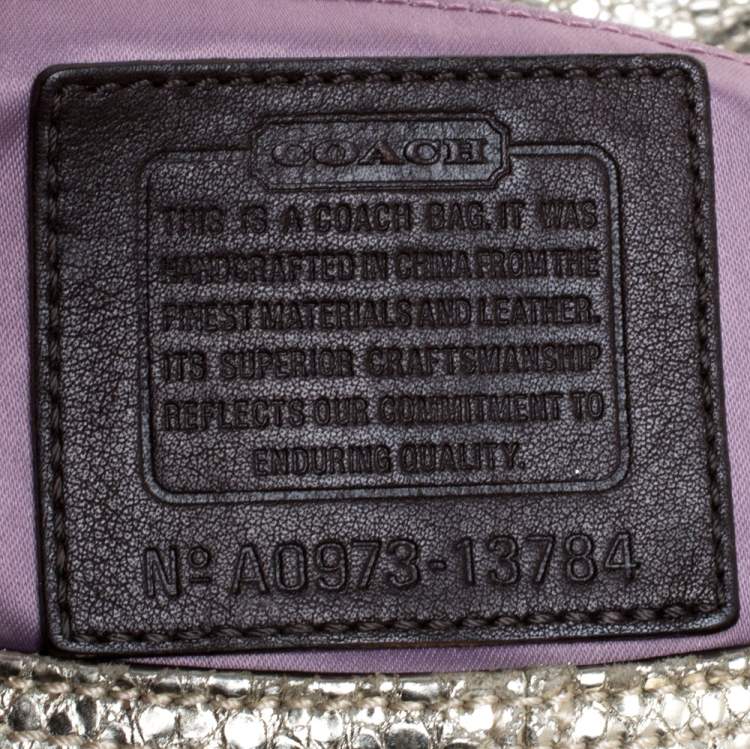 Pre Owned Coach Gold Textured Leather Frame Fold Over Hobo