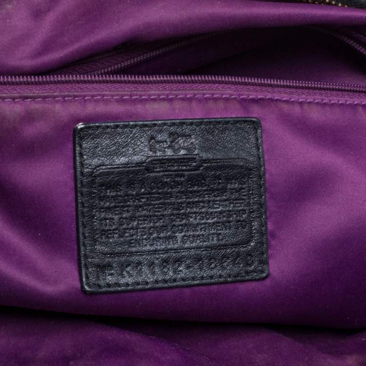 Pre Owned Coach Black Gathered Leather Lindsey Satchel