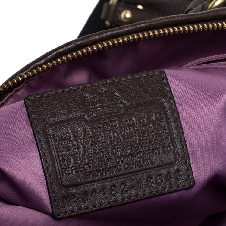Pre Owned Coach Dark Brown Gathered Leather Lindsey Satchel