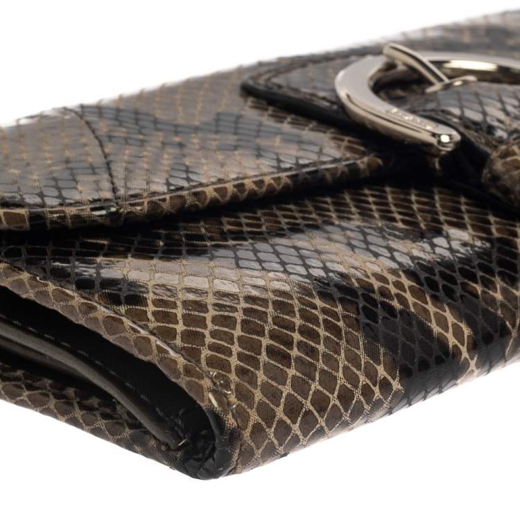 Pre Owned Coach Brown/Black Python Embossed Leather Soho Continental Wallet