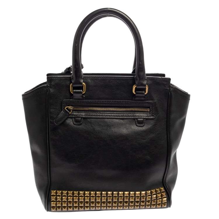 Coach Black Leather Tanner Stud Tote