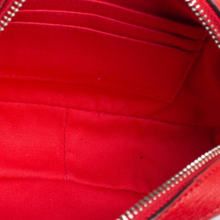 Pre Owned Coach Red Leather Flight Chain Wristlet Clutch