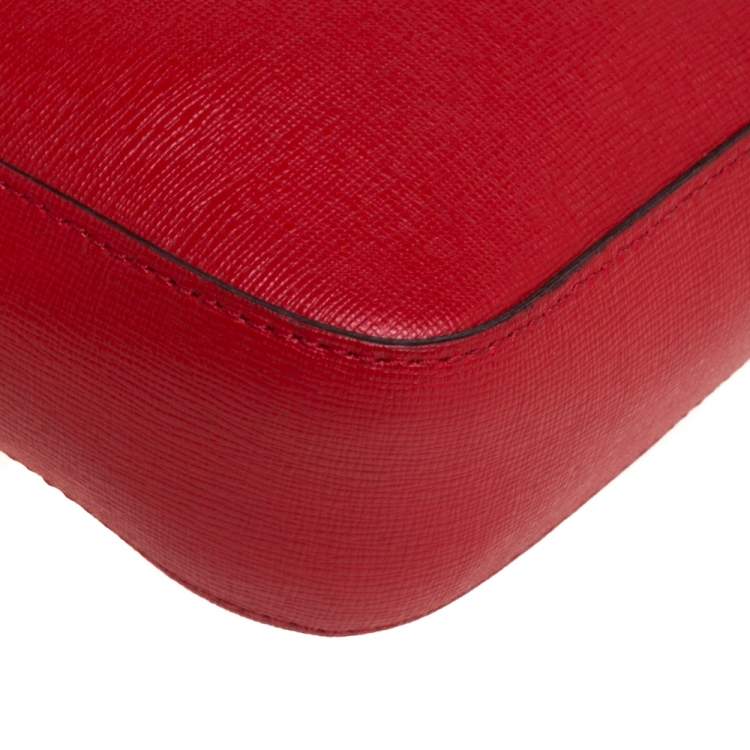 Pre Owned Coach Red Leather Flight Chain Wristlet Clutch