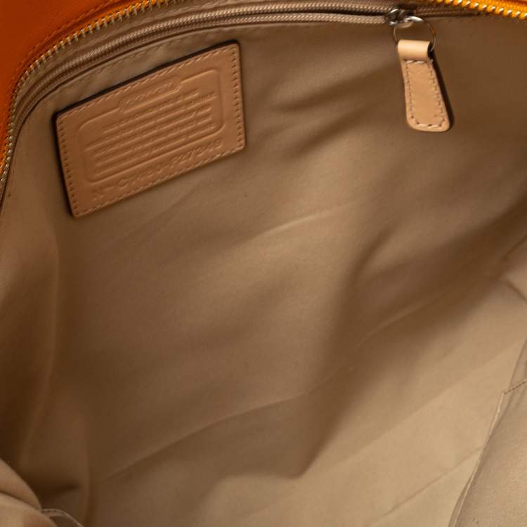 Pre Owned Coach Orange Leather Peyton Zip Tote