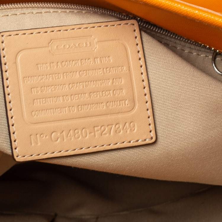 Pre Owned Coach Orange Leather Peyton Zip Tote