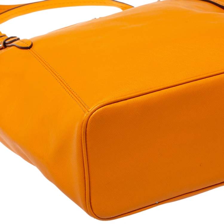 Pre Owned Coach Orange Leather Peyton Zip Tote