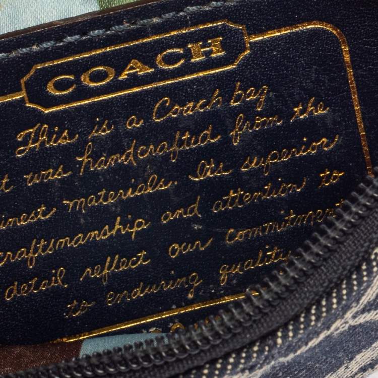 Pre Owned Coach Blue Signature Canvas and Patent Leather Wristlet Clutch