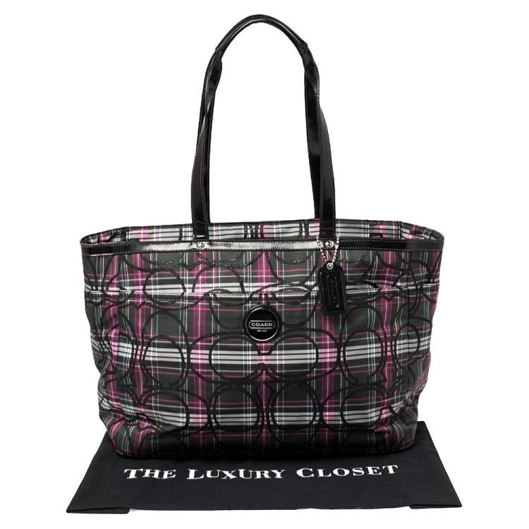 Pre Owned Coach Multicolor Canvas and Patent Leather Diaper Bag  