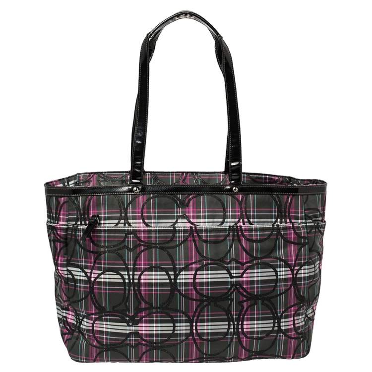 Pre Owned Coach Multicolor Canvas and Patent Leather Diaper Bag  
