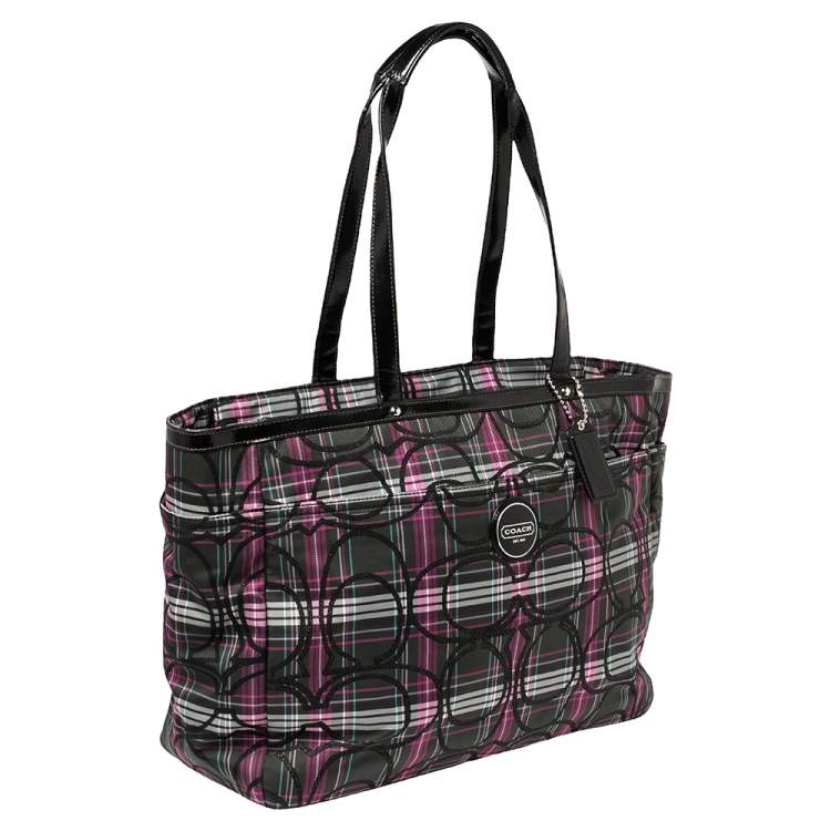 Pre Owned Coach Multicolor Canvas and Patent Leather Diaper Bag  