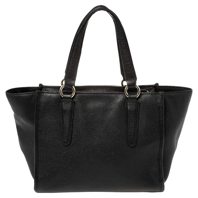 Pre Owned Coach Black Textured Leather Crosby Tote