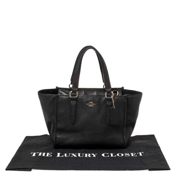 Pre Owned Coach Black Textured Leather Crosby Tote