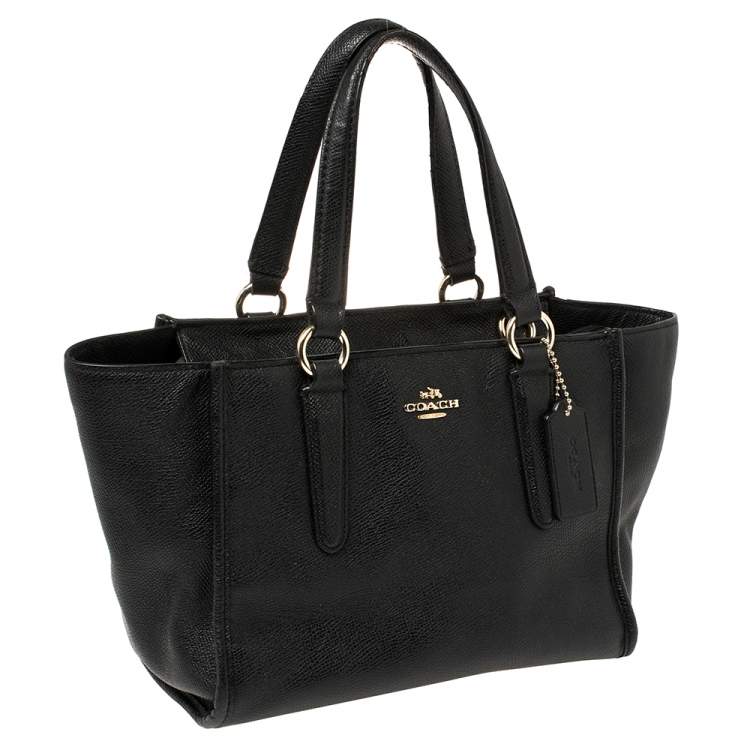 Pre Owned Coach Black Textured Leather Crosby Tote