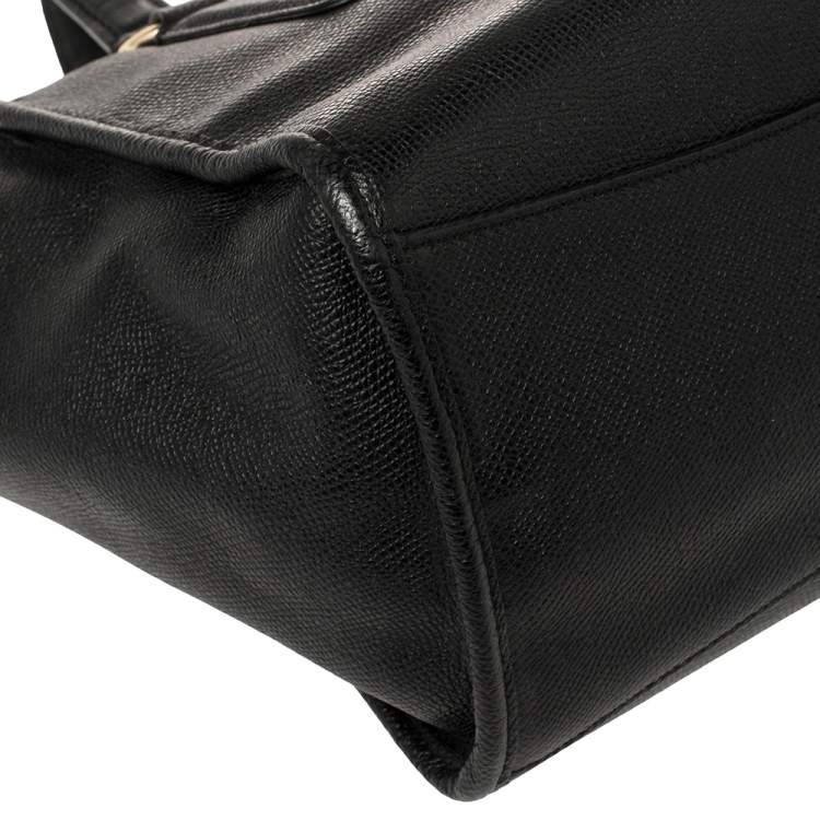 Pre Owned Coach Black Textured Leather Crosby Tote
