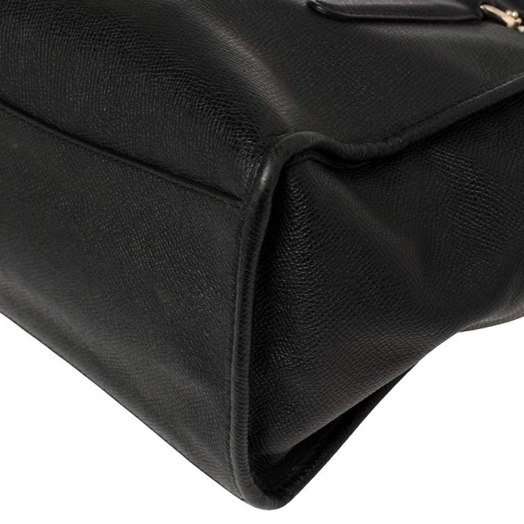 Pre Owned Coach Black Textured Leather Crosby Tote
