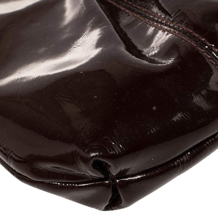 Pre Owned Coach Brown Patent Leather Madison Clutch