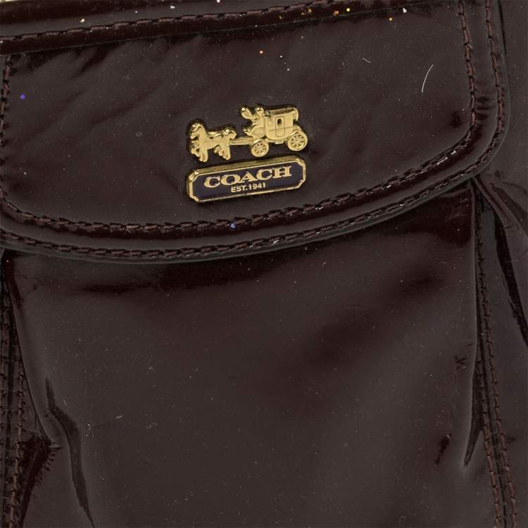 Pre Owned Coach Brown Patent Leather Madison Clutch