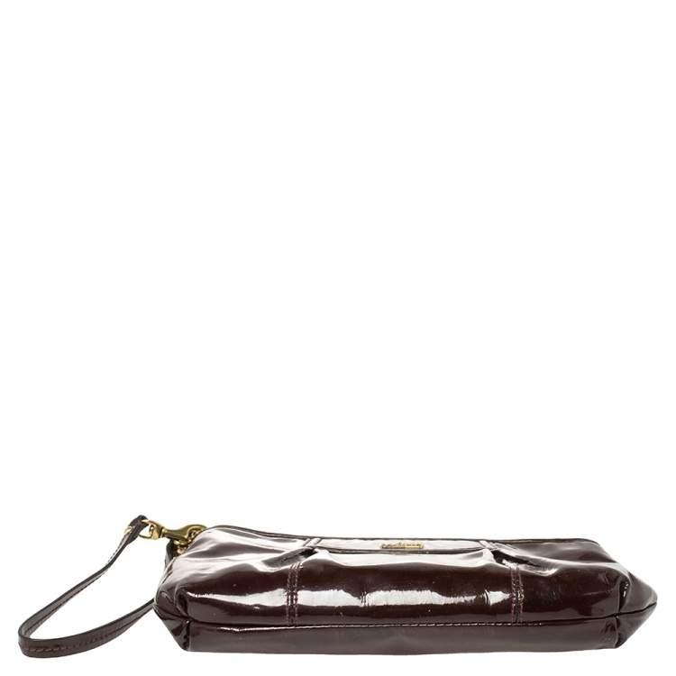 Pre Owned Coach Brown Patent Leather Madison Clutch