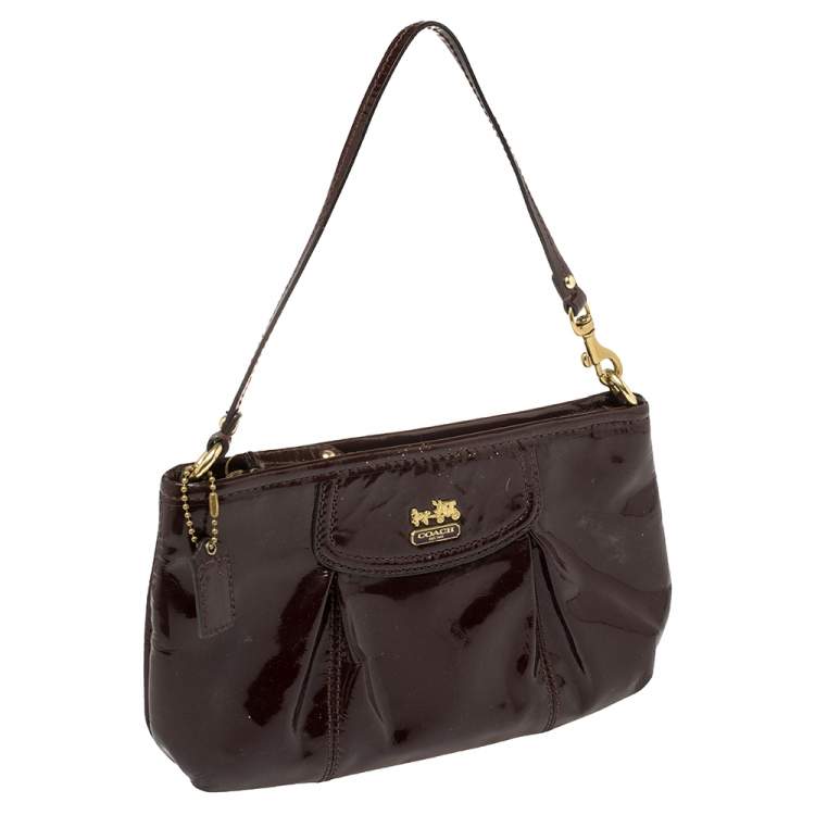 Pre Owned Coach Brown Patent Leather Madison Clutch