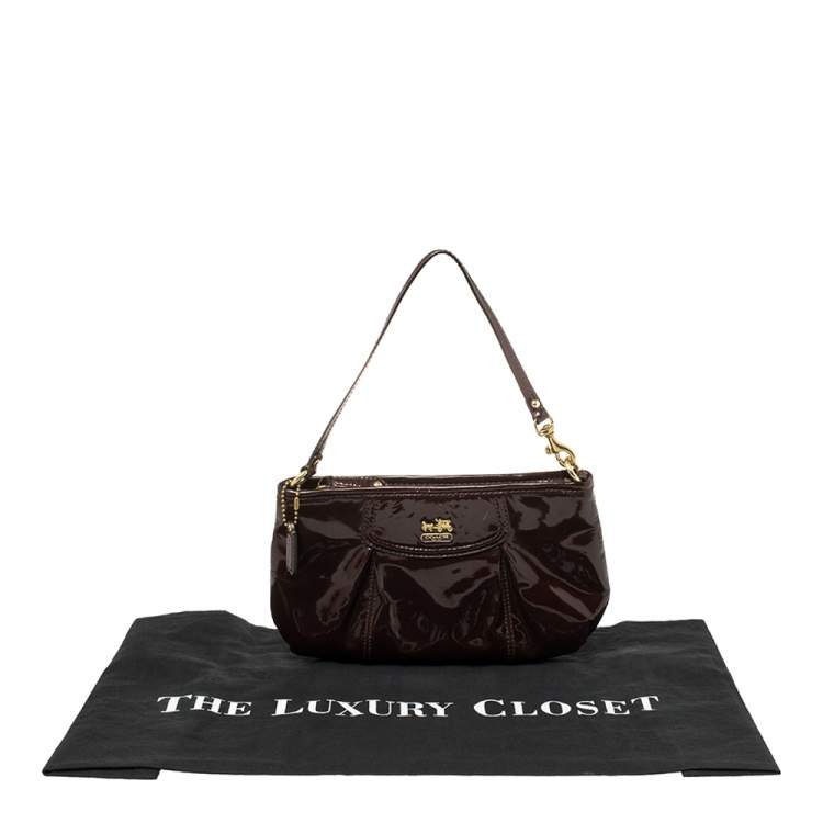 Pre Owned Coach Brown Patent Leather Madison Clutch