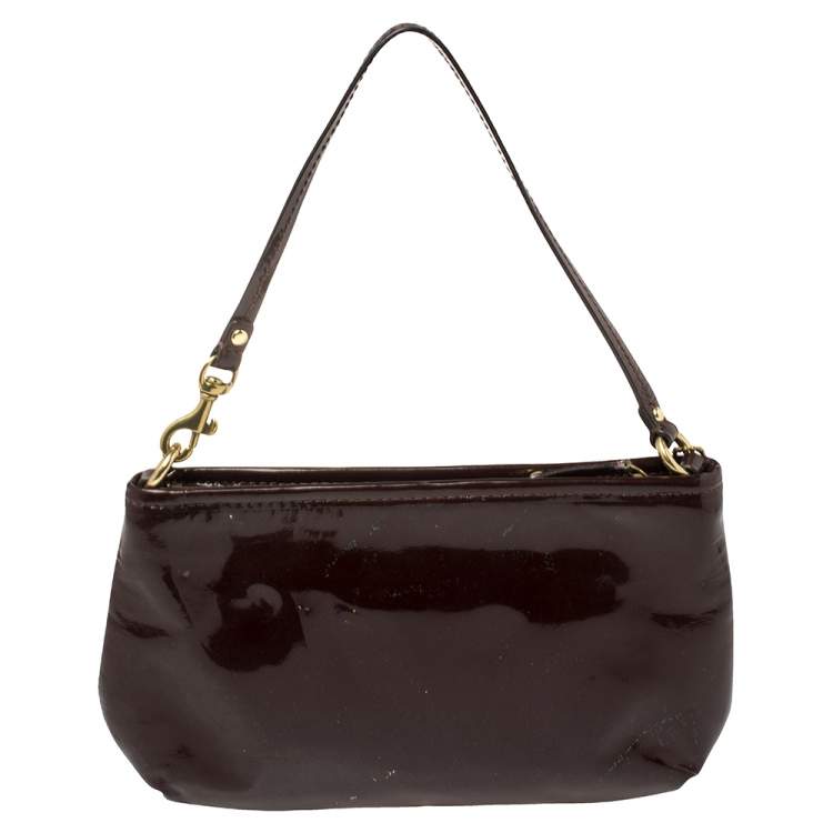 Pre Owned Coach Brown Patent Leather Madison Clutch