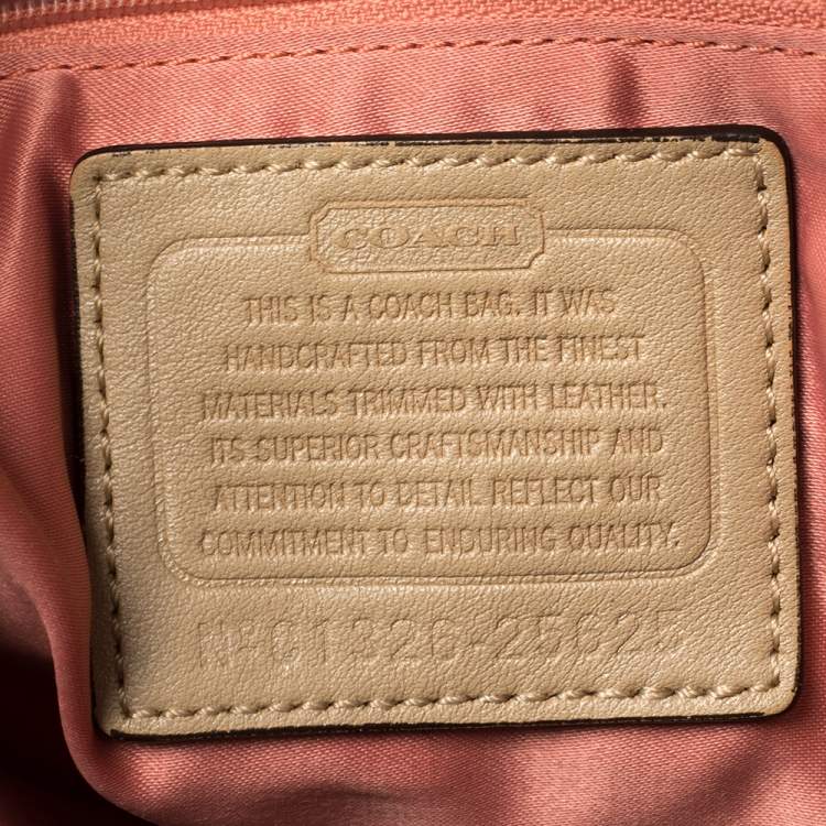 Pre Owned Coach Burnt Orange/Beige Signature Canvas and Leather Edie Shoulder Bag