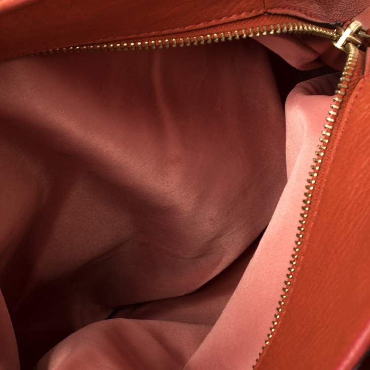 Pre Owned Coach Burnt Orange/Beige Signature Canvas and Leather Edie Shoulder Bag