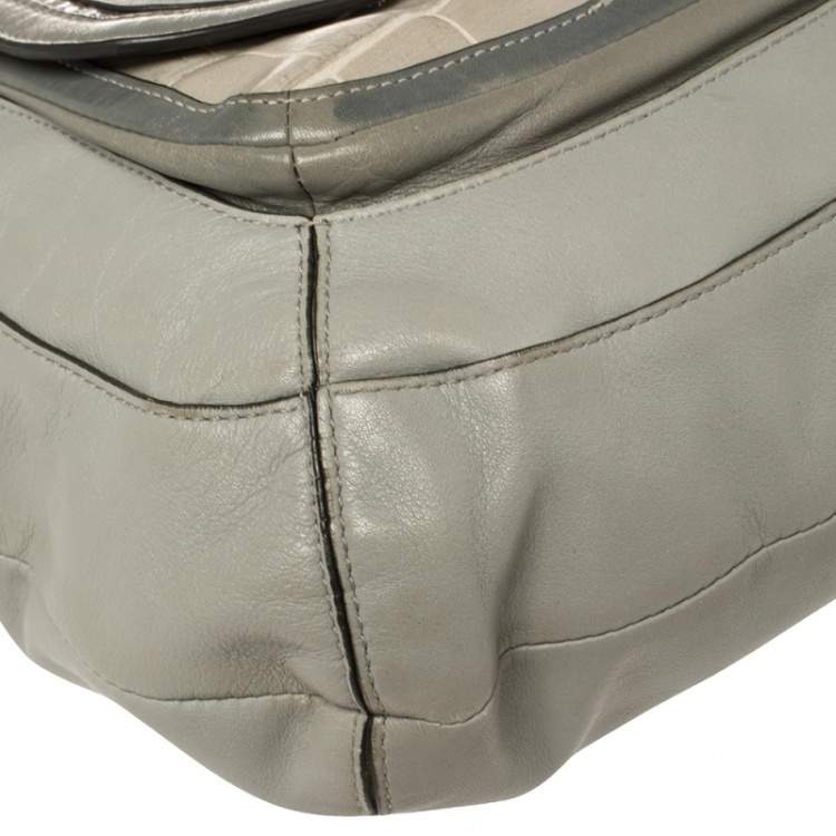Pre Owned Coach Grey Python and Croc Embossed and Leather Kristin Hobo