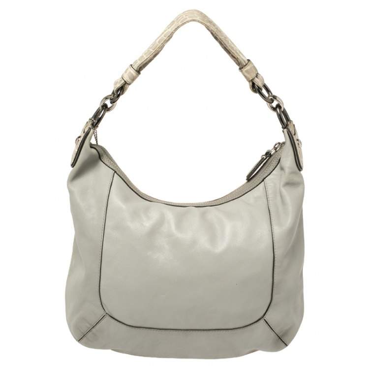 Pre Owned Coach Grey Python and Croc Embossed and Leather Kristin Hobo