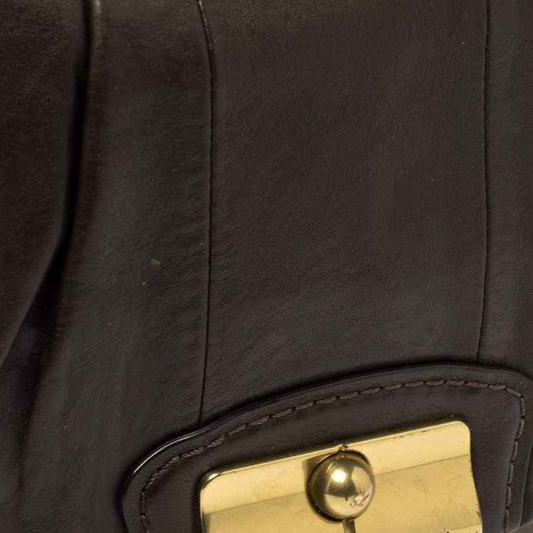 Pre Owned Coach Dark Brown Leather Kristin Hobo 