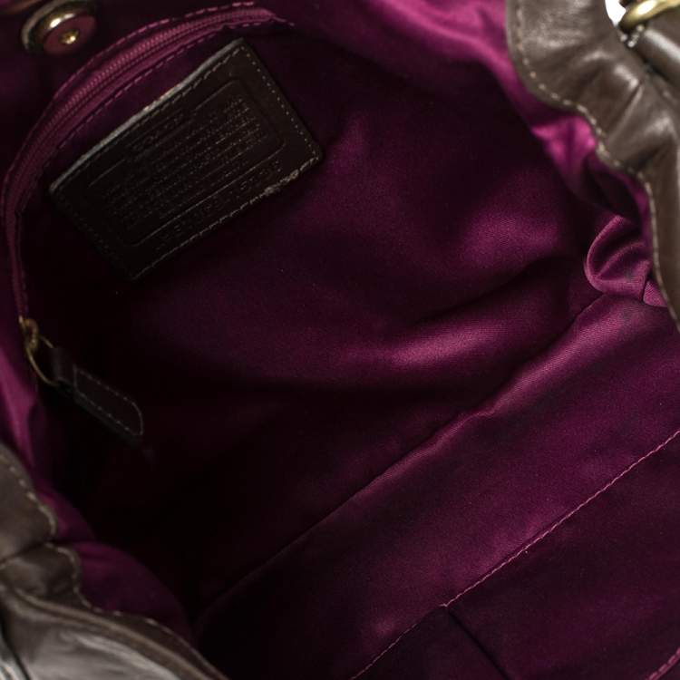 Pre Owned Coach Dark Brown Leather Kristin Hobo 