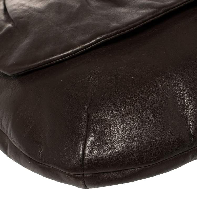 Pre Owned Coach Dark Brown Leather Kristin Hobo 