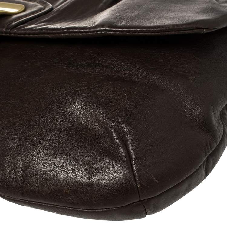 Pre Owned Coach Dark Brown Leather Kristin Hobo 