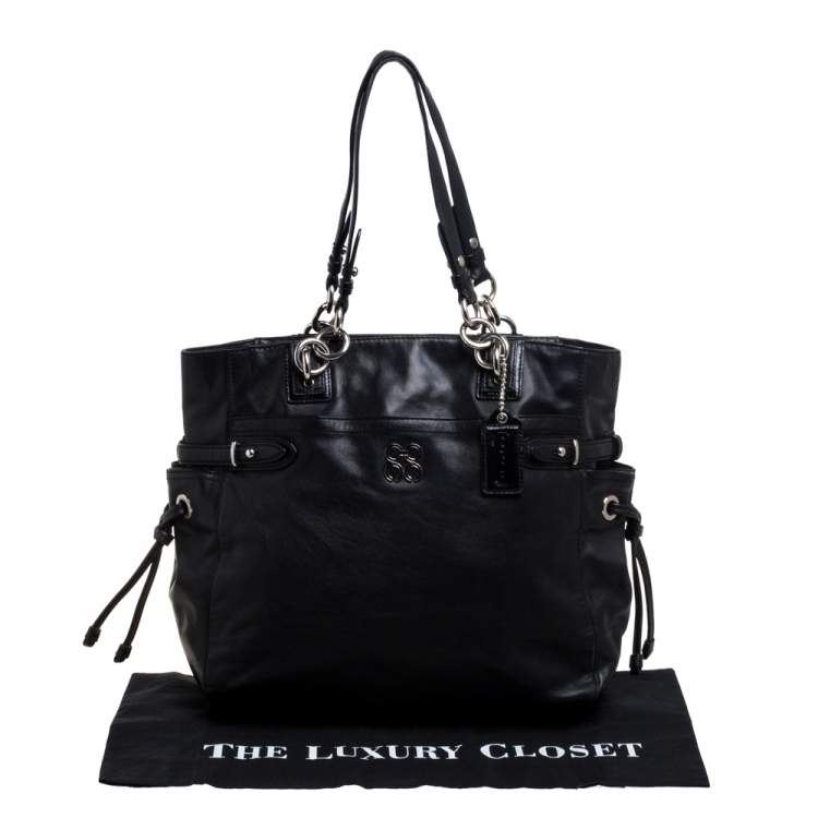 Pre Owned Coach Black Leather Colette Shopper Tote