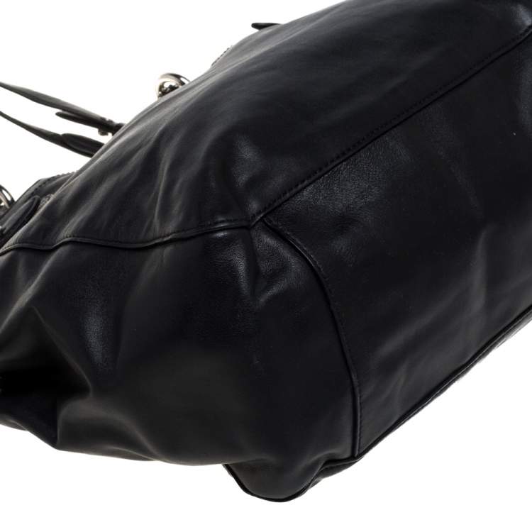 Pre Owned Coach Black Leather Colette Shopper Tote