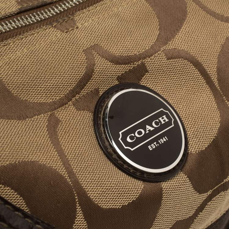 Pre Owned Coach Brown Monogram Canvas and Patent Leather Hobo
