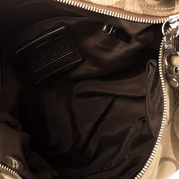 Pre Owned Coach Brown Monogram Canvas and Patent Leather Hobo