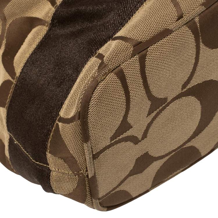 Pre Owned Coach Brown Monogram Canvas and Patent Leather Hobo