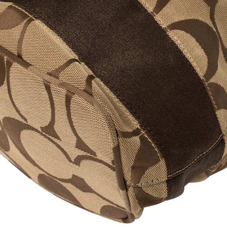 Pre Owned Coach Brown Monogram Canvas and Patent Leather Hobo