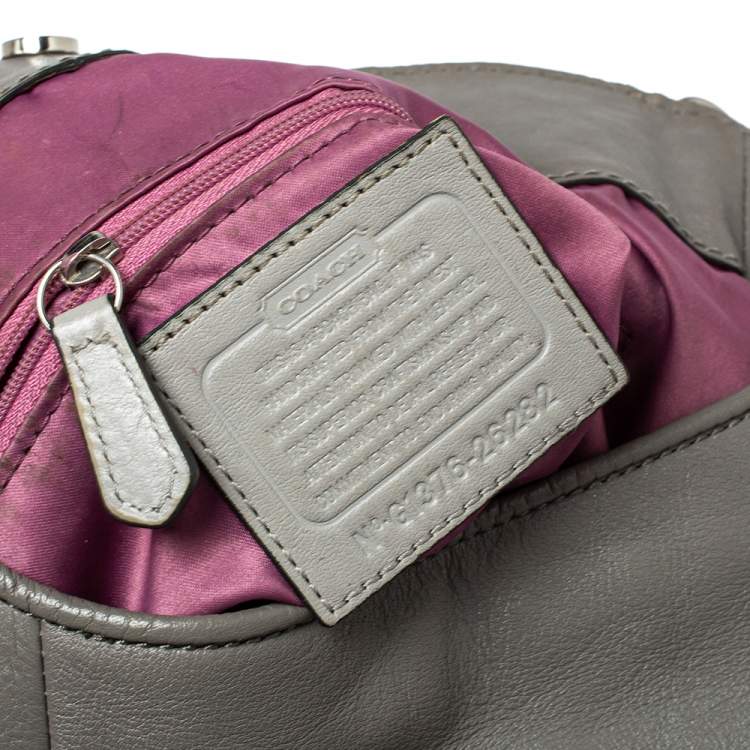Pre Owned Coach Grey Signature Canvas and Leather Edie 31 Shoulder Bag
