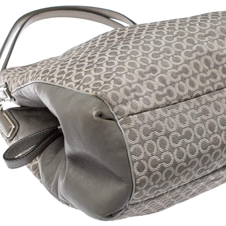 Pre Owned Coach Grey Signature Canvas and Leather Edie 31 Shoulder Bag
