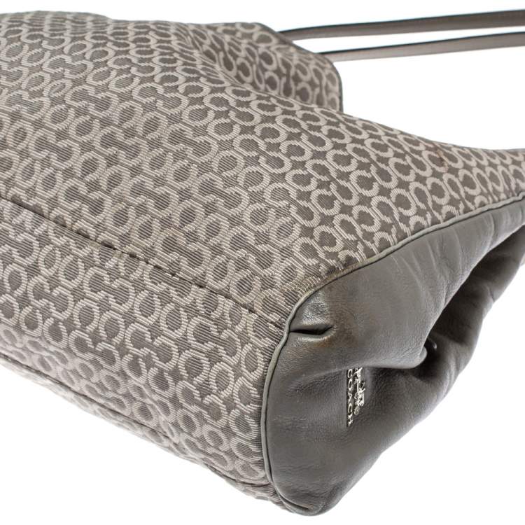 Pre Owned Coach Grey Signature Canvas and Leather Edie 31 Shoulder Bag