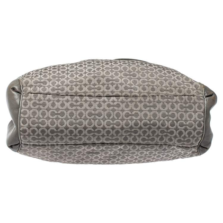 Pre Owned Coach Grey Signature Canvas and Leather Edie 31 Shoulder Bag