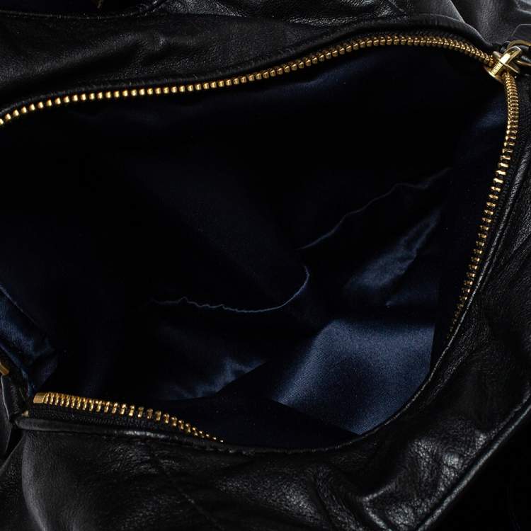 Pre Owned Coach Black Pleated Leather Edie 31 Shoulder Bag