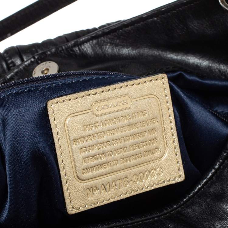 Pre Owned Coach Black Pleated Leather Edie 31 Shoulder Bag
